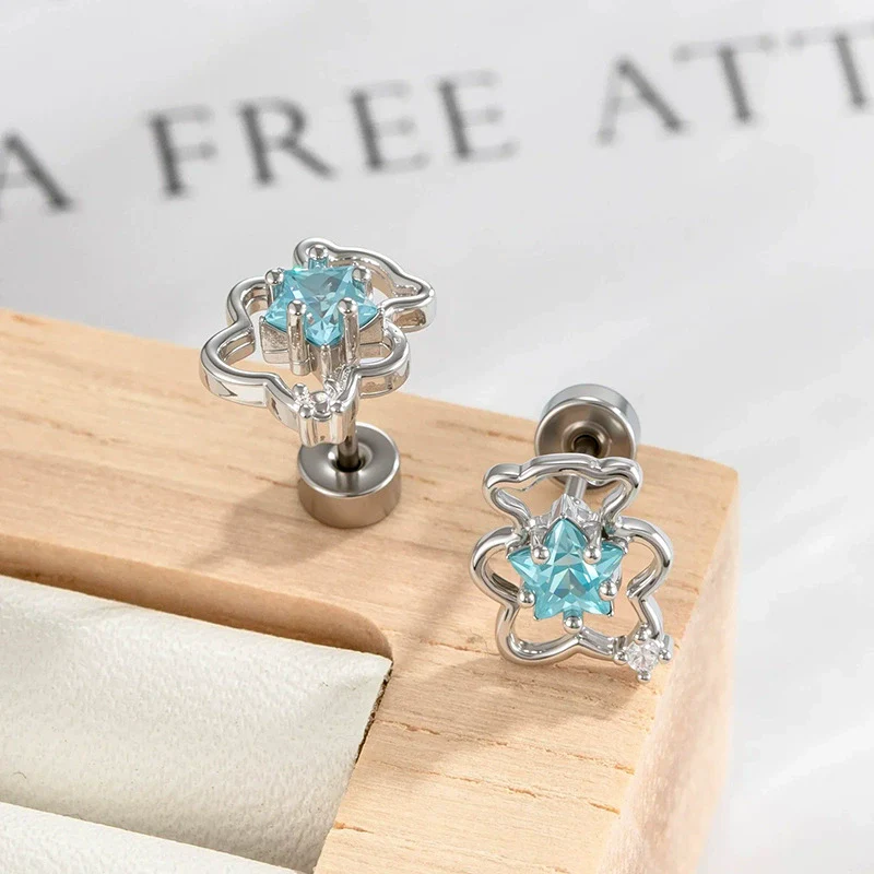 Cartilage Piercing Ear Bone Nail Metal Star Shape With Diamond Design For Unisex - Image 3