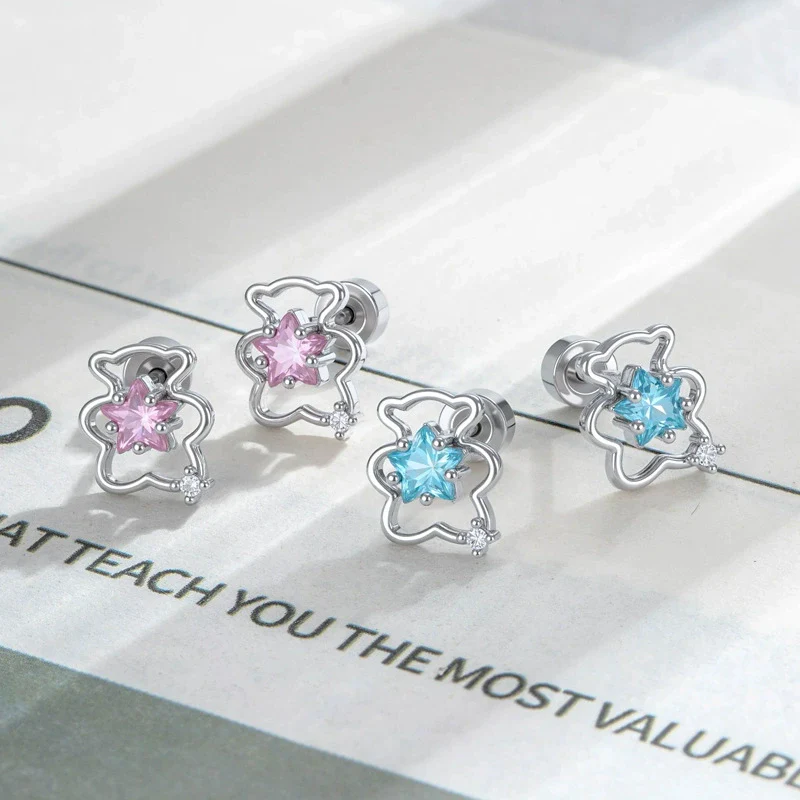 Cartilage Piercing Ear Bone Nail Metal Star Shape With Diamond Design For Unisex - Image 4