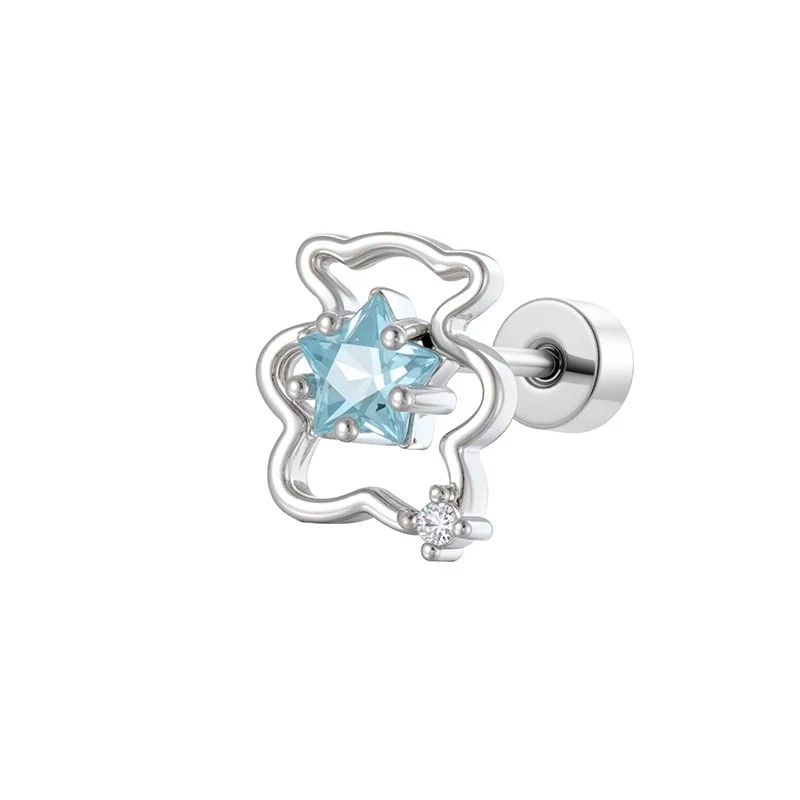 Cartilage Piercing Ear Bone Nail Metal Star Shape With Diamond Design For Unisex - Image 5