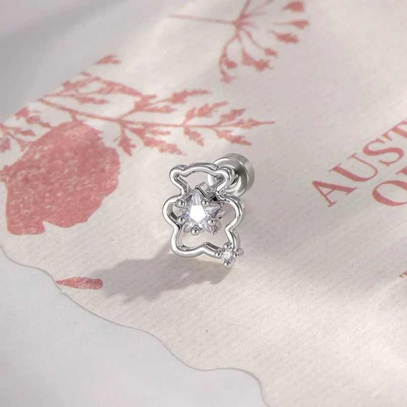 Cartilage Piercing Ear Bone Nail Metal Star Shape With Diamond Design For Unisex - Image 8
