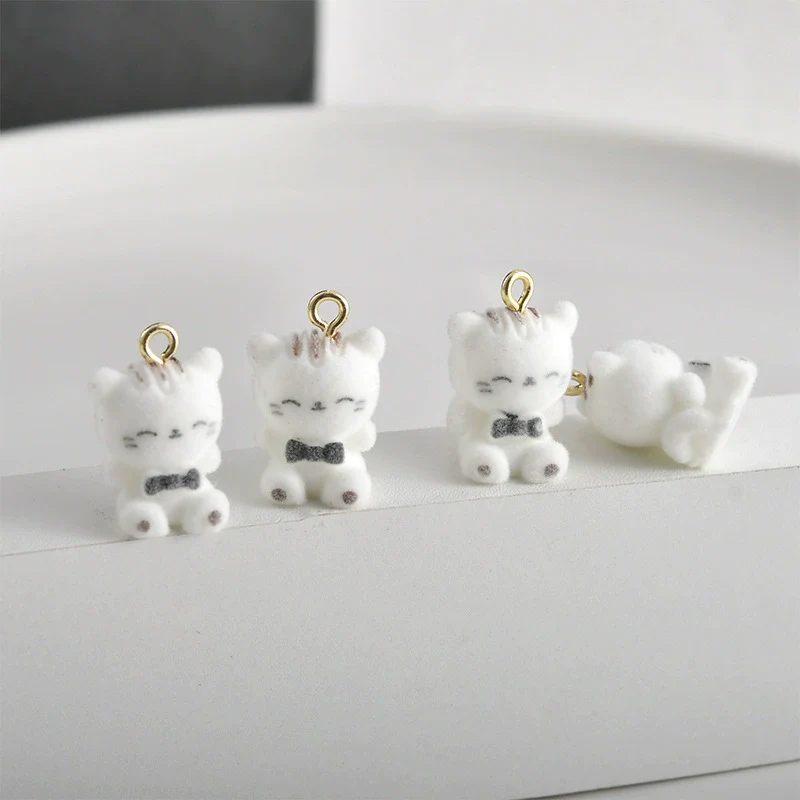 Cartoon Cute Pink Pig Kitten Stereo Resin Spray Velvet Handmade Jewelry Pendant Bracelet Necklace Earrings - Image 4
