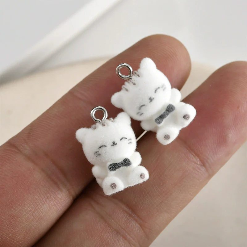 Cartoon Cute Pink Pig Kitten Stereo Resin Spray Velvet Handmade Jewelry Pendant Bracelet Necklace Earrings - Image 5