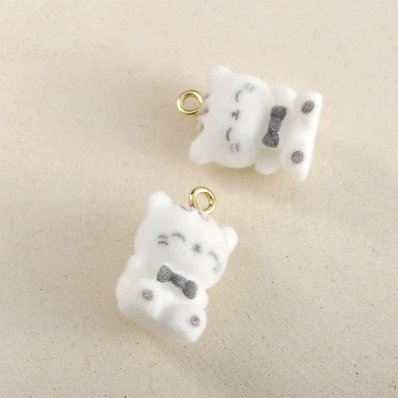 Cartoon Cute Pink Pig Kitten Stereo Resin Spray Velvet Handmade Jewelry Pendant Bracelet Necklace Earrings - Image 7