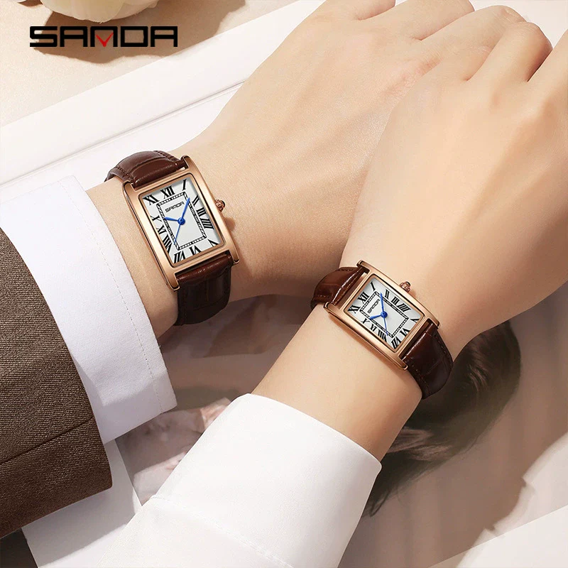Casual Belt Quartz Watch Retro Style Square Shape For Men And Women Alloy Alloy Case Stainless Steel Buckle