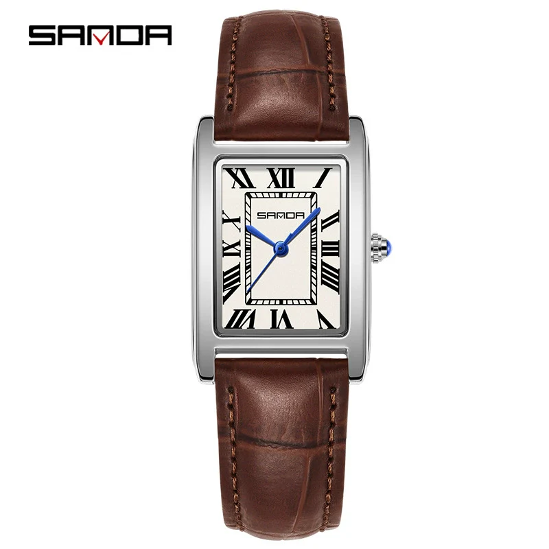 Casual Belt Quartz Watch Retro Style Square Shape For Men And Women Alloy Alloy Case Stainless Steel Buckle - Image 3