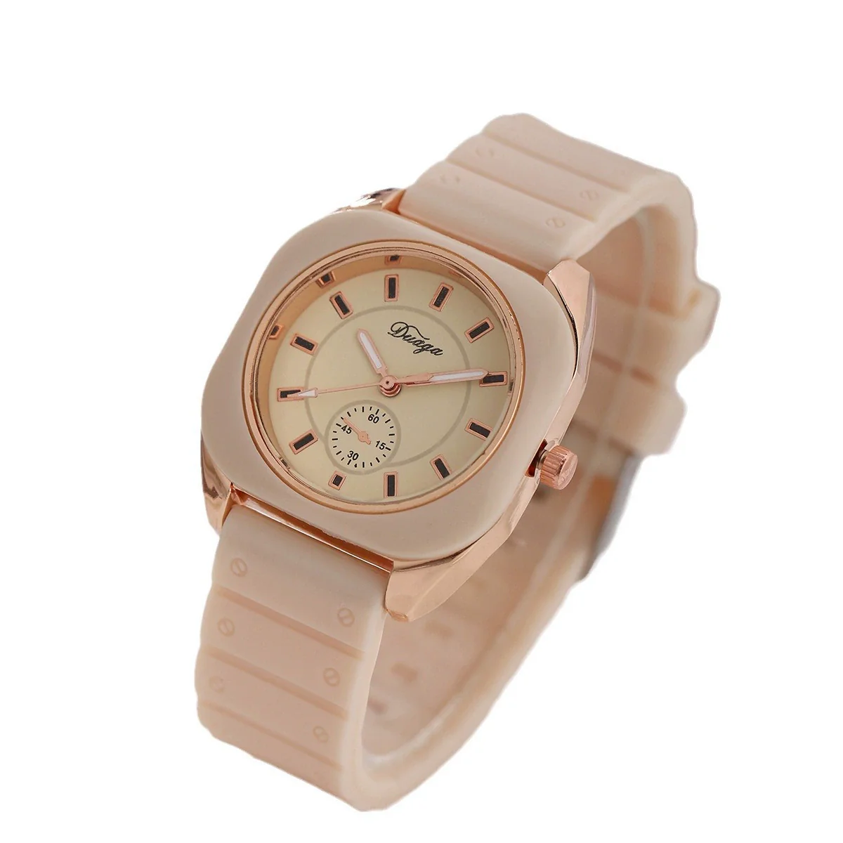 Casual Silicone Alloy Women's Round Watch With Pin Buckle And Ordinary Mirror - Image 5