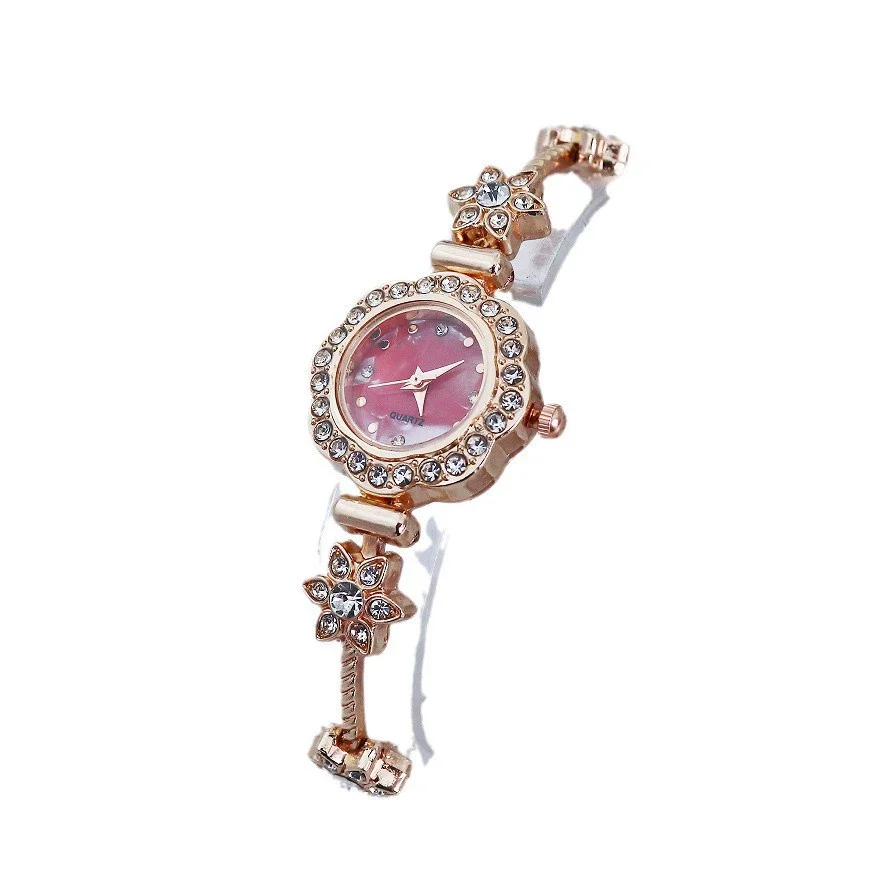 Casual Women's Alloy And Stainless Steel Bracelet Watch With Flower Shape Dial And Diamondstudded Design - Image 5