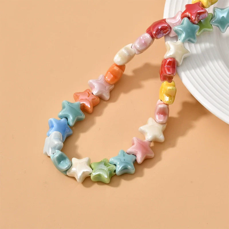 Ceramic Fivepointed Star Beads Handmade Jewelry Making Material With Baking Paint - Image 6