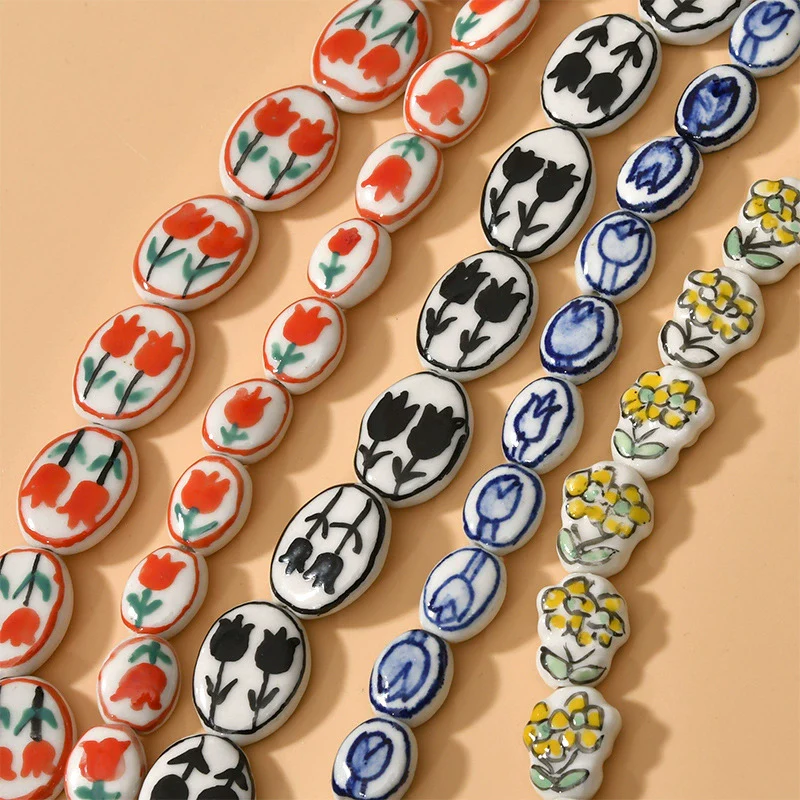 Ceramic Handpainted Little Daisy Flower Beads Jewelry Accessories For Diy Bracelet Necklace Earring - Image 2