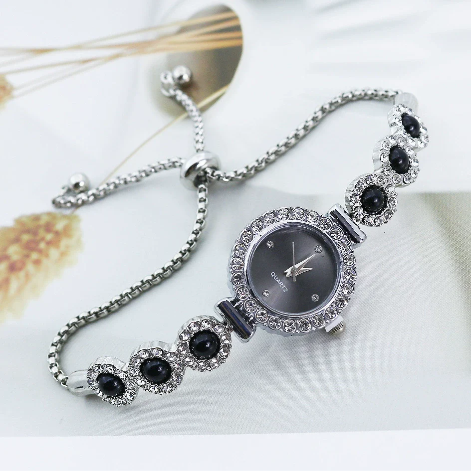 Chalcedony Alloy Round Casual Fashion Women's Bracelet Watch - Image 2
