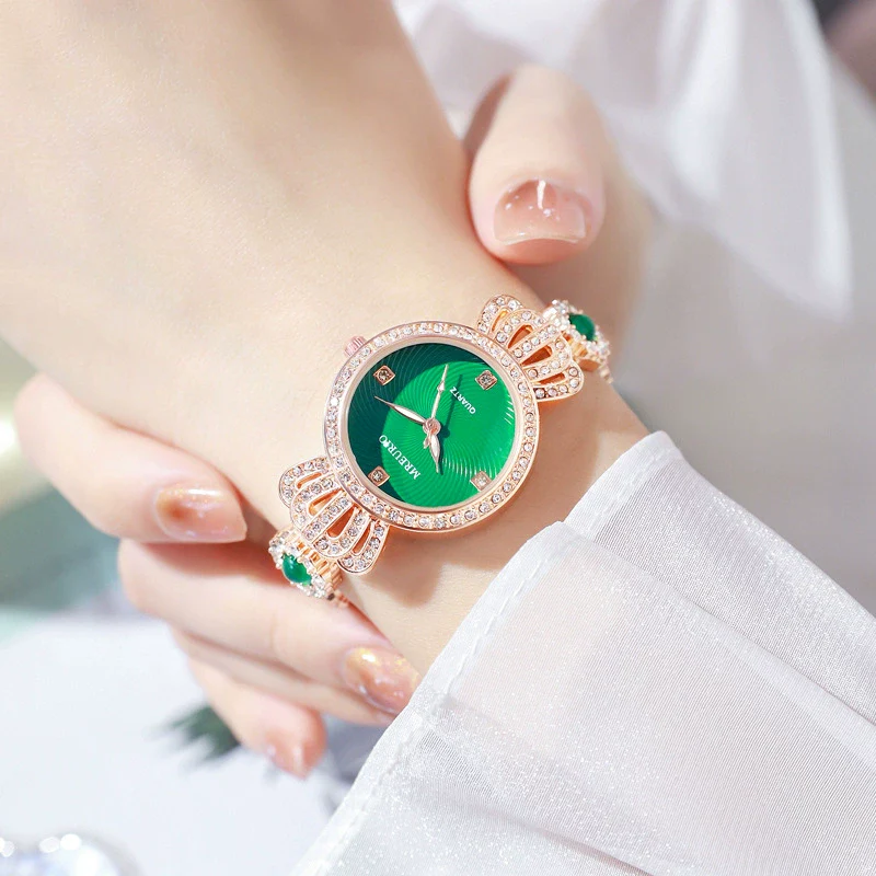 Chalcedony Metal Alloy Women's Fashion Watch With Flattop Tapered Crown And Jewelry Buckle - Image 2
