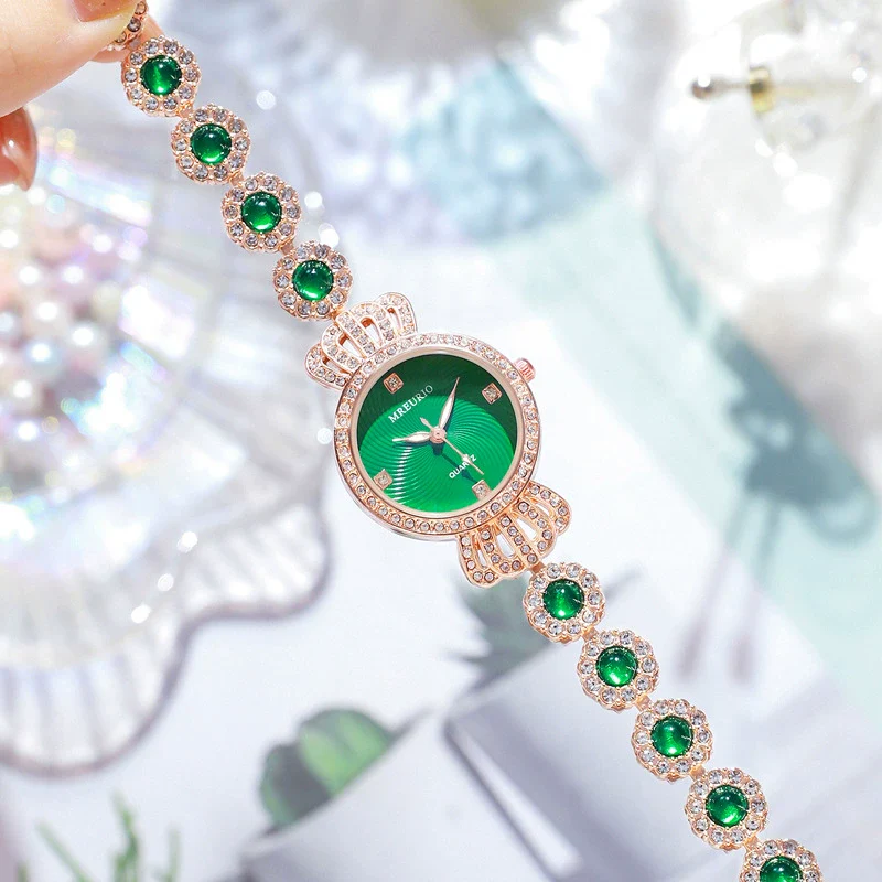 Chalcedony Metal Alloy Women's Fashion Watch With Flattop Tapered Crown And Jewelry Buckle - Image 3