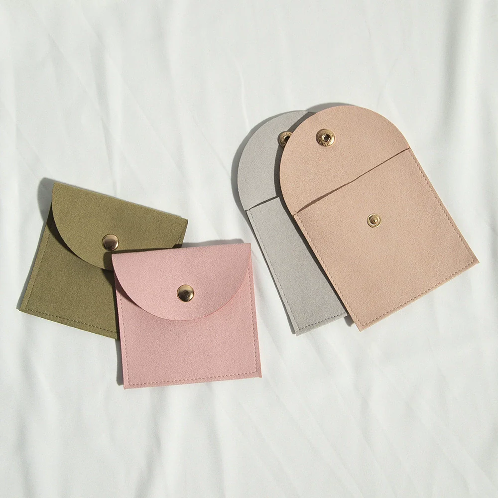 Cloth Jewelry Bag With Curved Snaps For Earrings Packaging