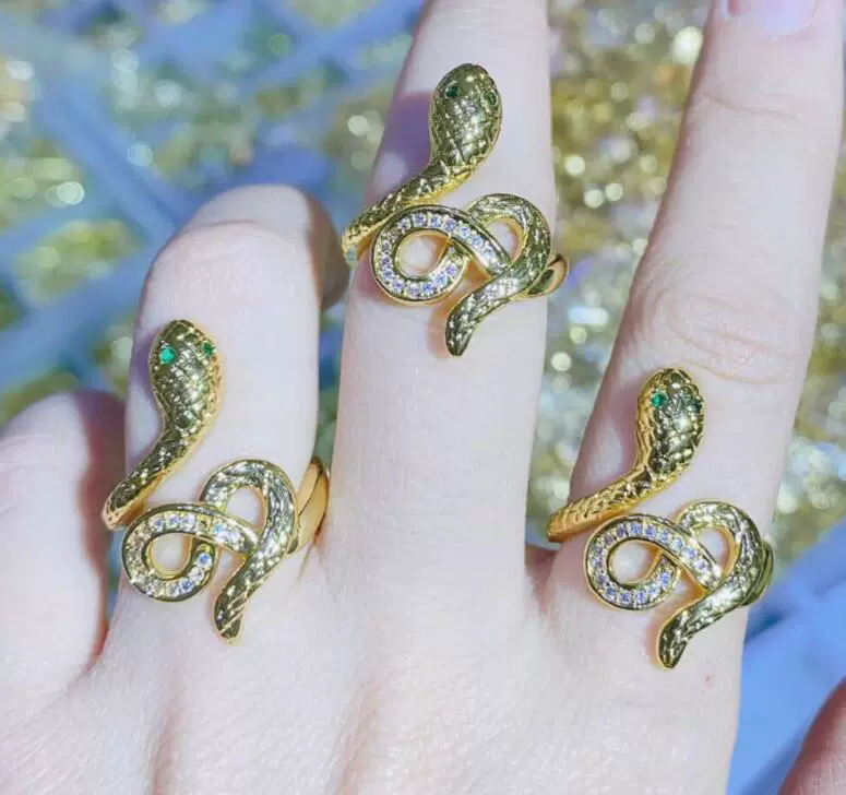 Copper Animal Ring With Micro Inlaid Zircon Snake Shaped Butterfly And Peacock Design Micro Inlaid Jewelry - Image 4