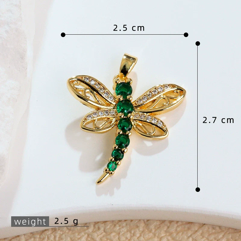Copper Animal Zodiac Microinlaid 18K Goldplated Jewelry Dragonfly Pendant For Women - Image 16