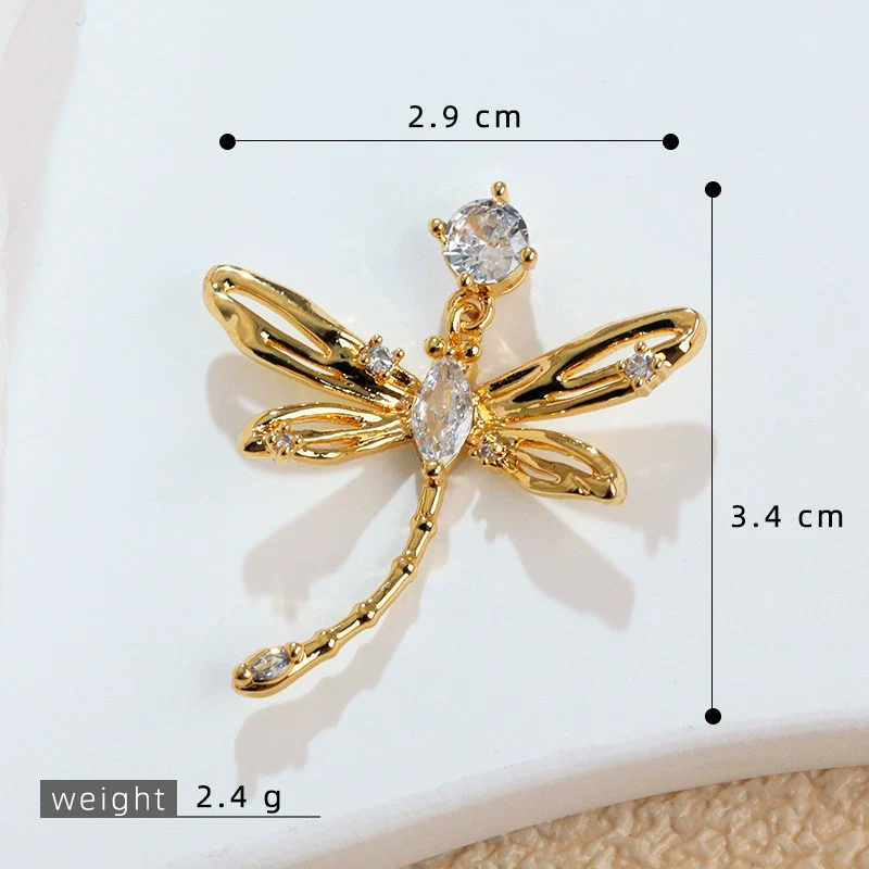 Copper Animal Zodiac Microinlaid 18K Goldplated Jewelry Dragonfly Pendant For Women - Image 7