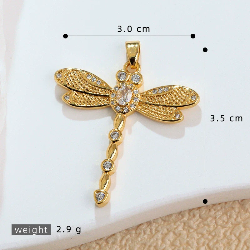 Copper Animal Zodiac Microinlaid 18K Goldplated Jewelry Dragonfly Pendant For Women - Image 8