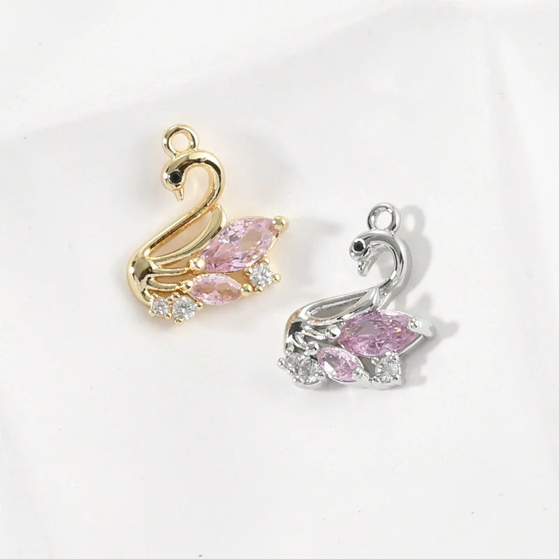 Copper Cygnet Pendant Jewelry Accessories Electroplated Hand Made With Sweet Powder Zirconium - Image 3