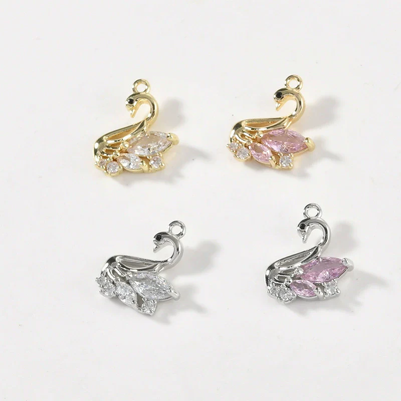 Copper Cygnet Pendant Jewelry Accessories Electroplated Hand Made With Sweet Powder Zirconium - Image 5