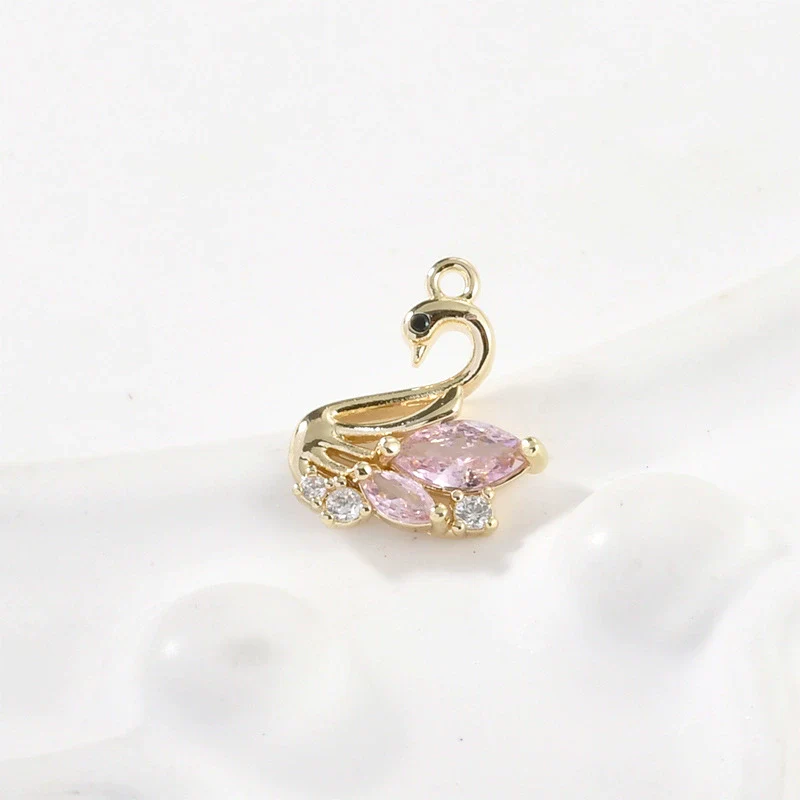 Copper Cygnet Pendant Jewelry Accessories Electroplated Hand Made With Sweet Powder Zirconium - Image 6