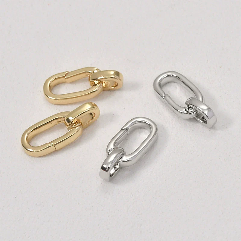 Copper Electroplated Chainshaped Lobster Clasp 8Shaped Spring Clasp Long Oval Tail Clasp Necklace - Image 11