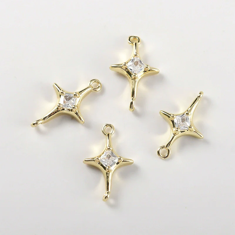 Copper Electroplated Colorpreserving Zirconium Double Hanging Star Pendant Jewelry Accessories Bracelet Necklace Earrings - Image 3