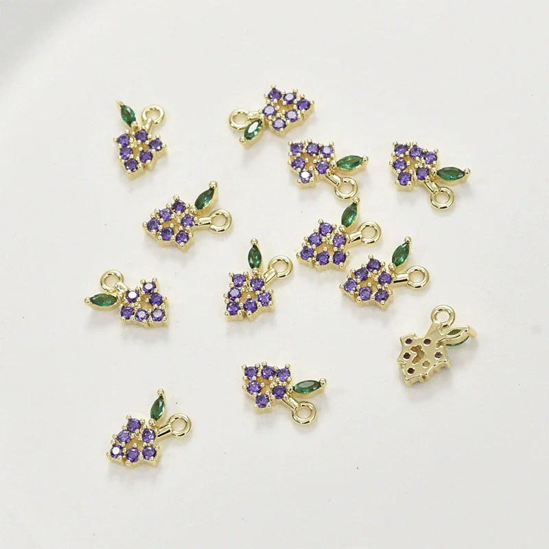 Copper Electroplated Fruit Grape Pineapple Strawberry Zircon Pendant Jewelry Accessories - Image 6
