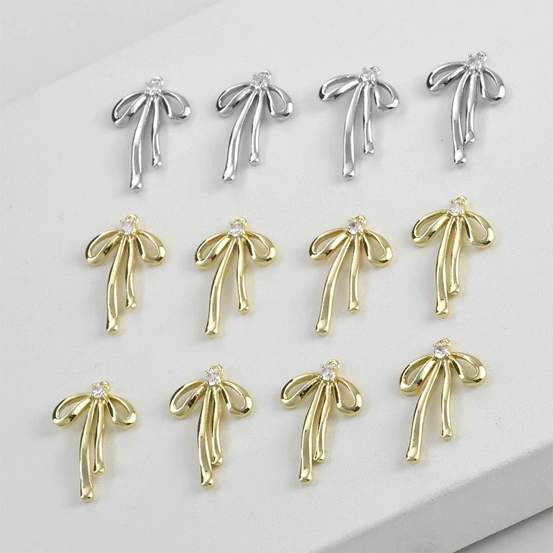 Copper Electroplated Long Bow Diamond Pendant Jewelry Accessories - Image 3