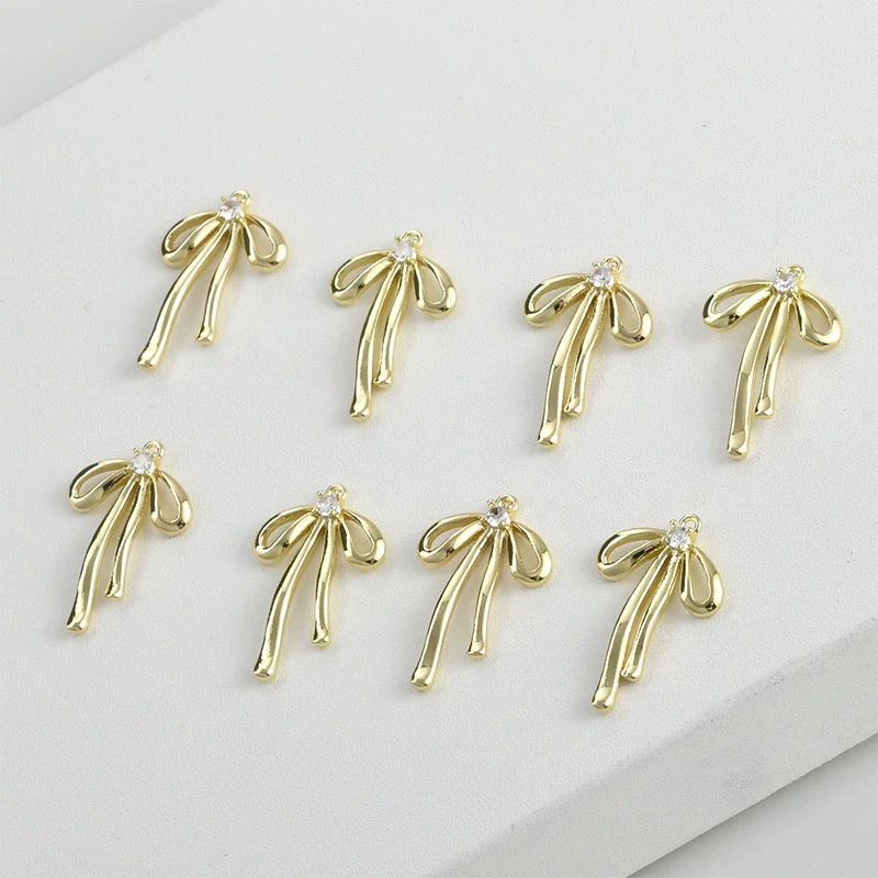 Copper Electroplated Long Bow Diamond Pendant Jewelry Accessories - Image 4