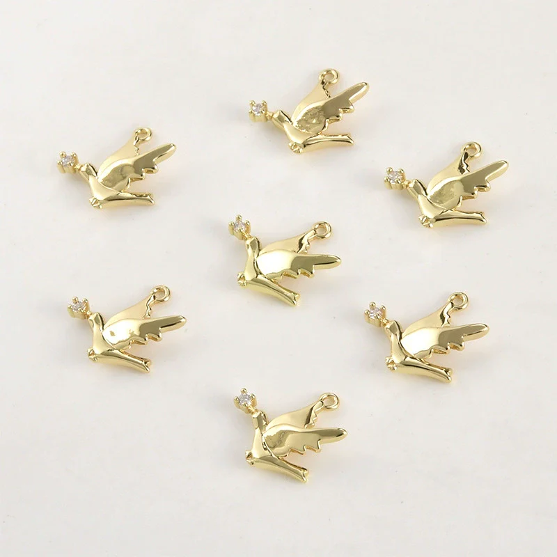 Copper Electroplated Pocket Color Zirconium Peace Pigeon Small Bird Pendant Jewelry Accessories - Image 5