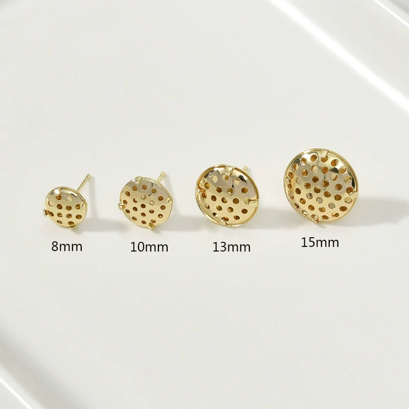 Copper Electroplated Round Mesh Showerhead Hanging Earrings Diy Homemade Ear Jewelry Material Accessories - Image 15