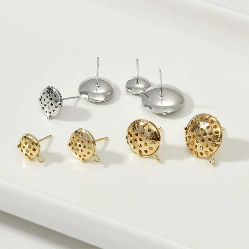 Copper Electroplated Round Mesh Showerhead Hanging Earrings Diy Homemade Ear Jewelry Material Accessories - Image 2