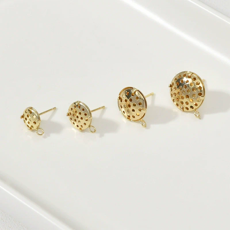 Copper Electroplated Round Mesh Showerhead Hanging Earrings Diy Homemade Ear Jewelry Material Accessories - Image 8