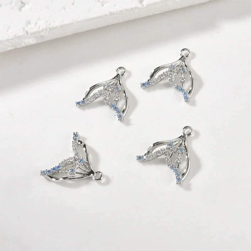 Copper Electroplated Sea Blue Zircon Fishtail Shell Pendant Jewelry Bracelet Necklace Earrings - Image 7