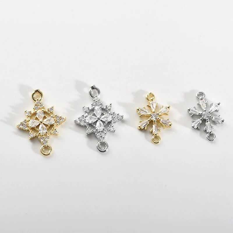 Copper Electroplated Zircon Snowflake Pendant Jewelry Accessories Bracelet Necklace Earrings