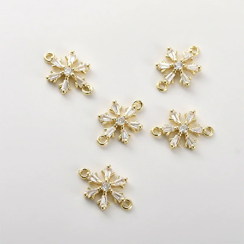 Copper Electroplated Zircon Snowflake Pendant Jewelry Accessories Bracelet Necklace Earrings - Image 3