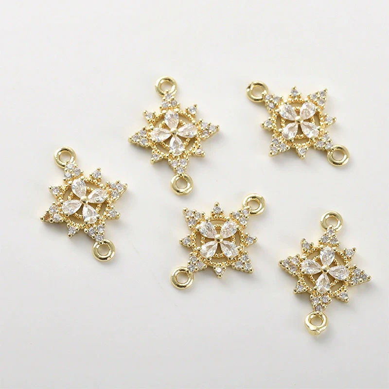 Copper Electroplated Zircon Snowflake Pendant Jewelry Accessories Bracelet Necklace Earrings - Image 4