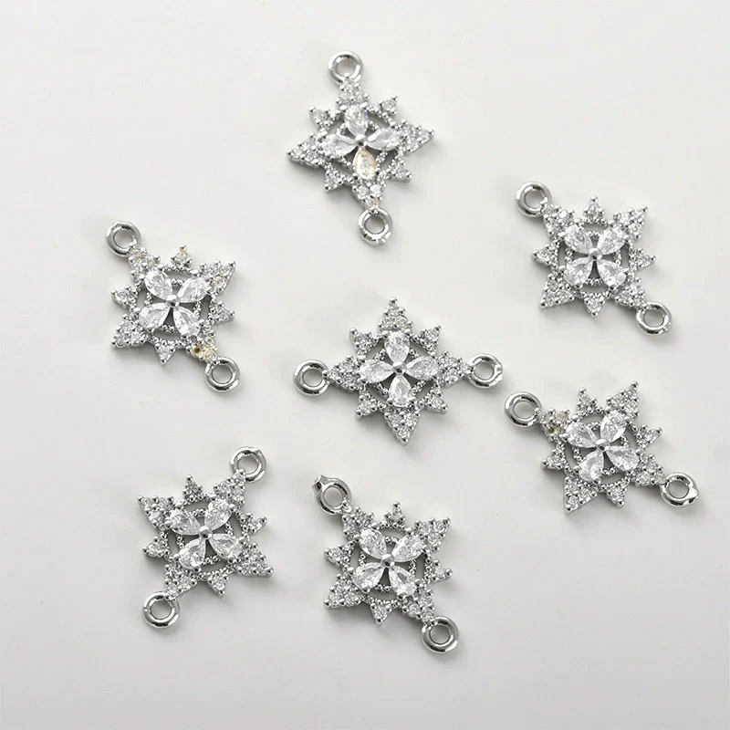 Copper Electroplated Zircon Snowflake Pendant Jewelry Accessories Bracelet Necklace Earrings - Image 5