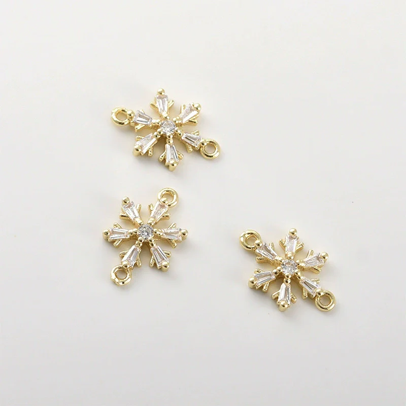 Copper Electroplated Zircon Snowflake Pendant Jewelry Accessories Bracelet Necklace Earrings - Image 6