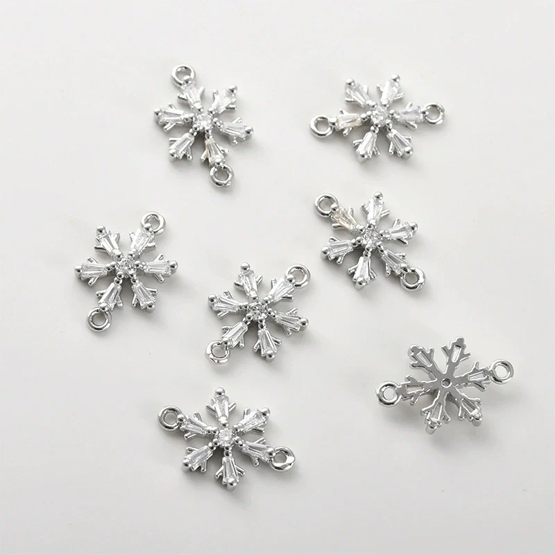 Copper Electroplated Zircon Snowflake Pendant Jewelry Accessories Bracelet Necklace Earrings - Image 7