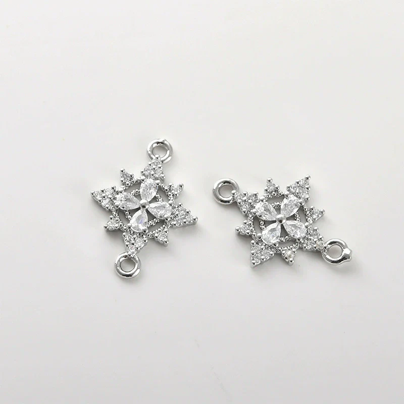 Copper Electroplated Zircon Snowflake Pendant Jewelry Accessories Bracelet Necklace Earrings - Image 9