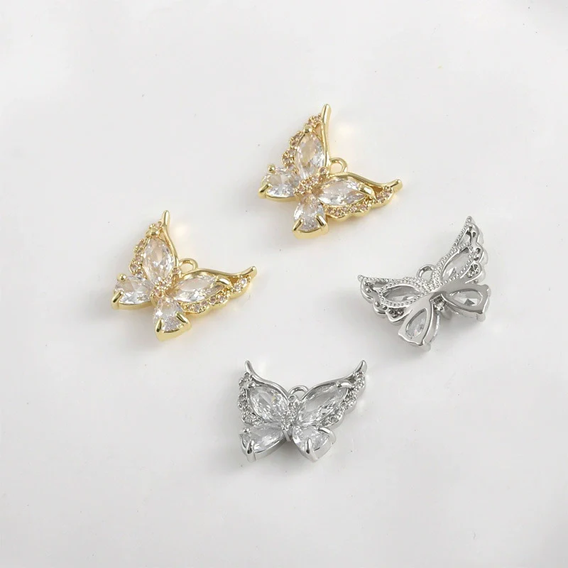 Copper Electroplated Zirconium Lace Leaf Cut Out Butterfly Pendant Diy Handmade Jewelry Accessories - Image 3
