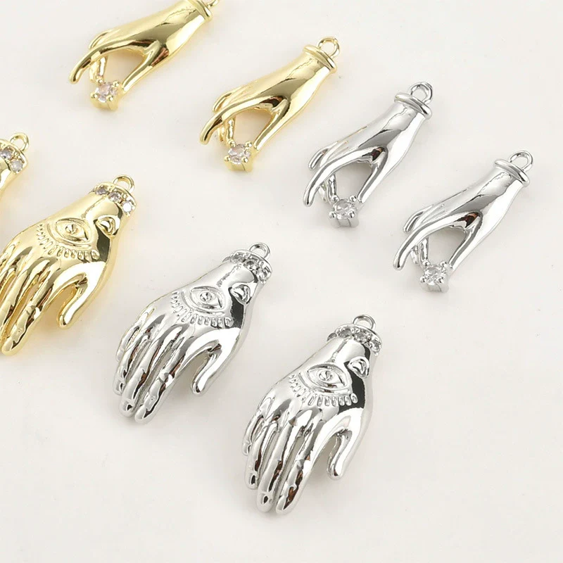 Copper Eyes Palm Pendant Electroplated Jewelry Accessories Material For Diy Bracelet Necklace Earring - Image 2