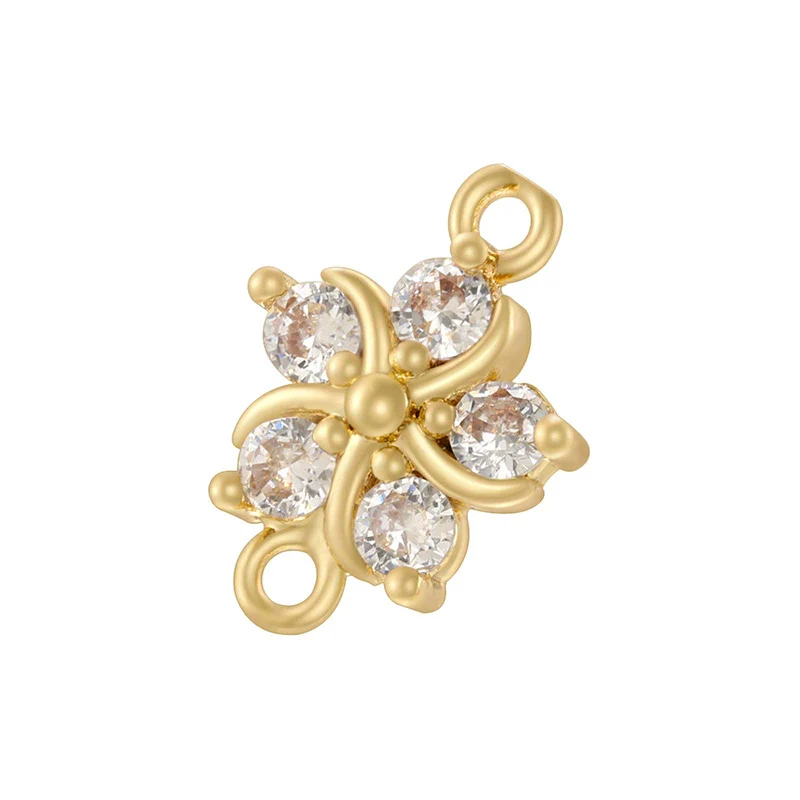 Copper Fivepetal Flower Inlaid With Colored Diamonds Bracelet - Image 11