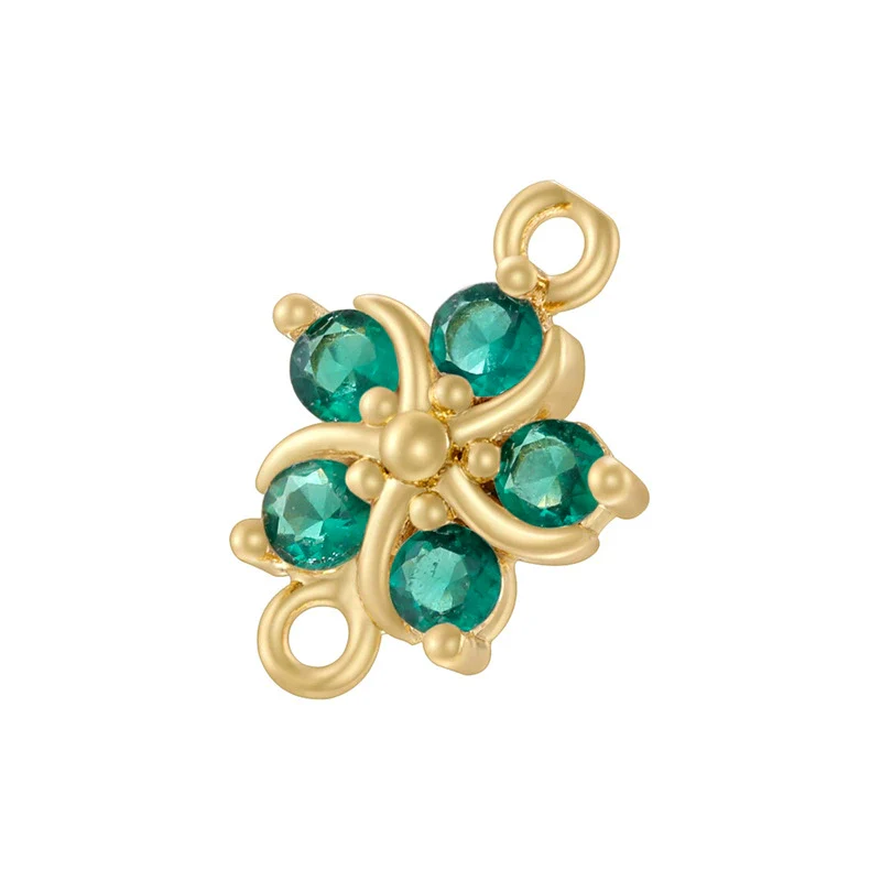 Copper Fivepetal Flower Inlaid With Colored Diamonds Bracelet - Image 7