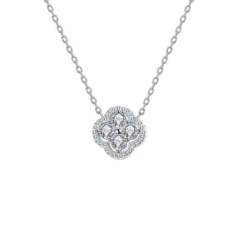 Copper Fourleaf Clover Light Luxury Niche Design Electroplated Jewelry Set For Women Earrings Necklace - Image 14