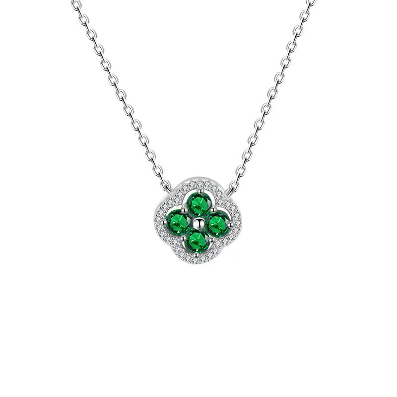 Copper Fourleaf Clover Light Luxury Niche Design Electroplated Jewelry Set For Women Earrings Necklace - Image 16