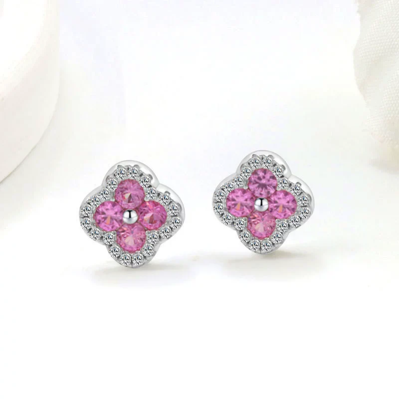 Copper Fourleaf Clover Light Luxury Niche Design Electroplated Jewelry Set For Women Earrings Necklace - Image 7