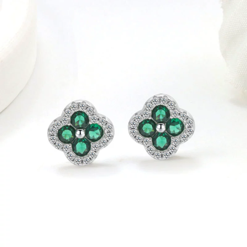 Copper Fourleaf Clover Light Luxury Niche Design Electroplated Jewelry Set For Women Earrings Necklace - Image 9