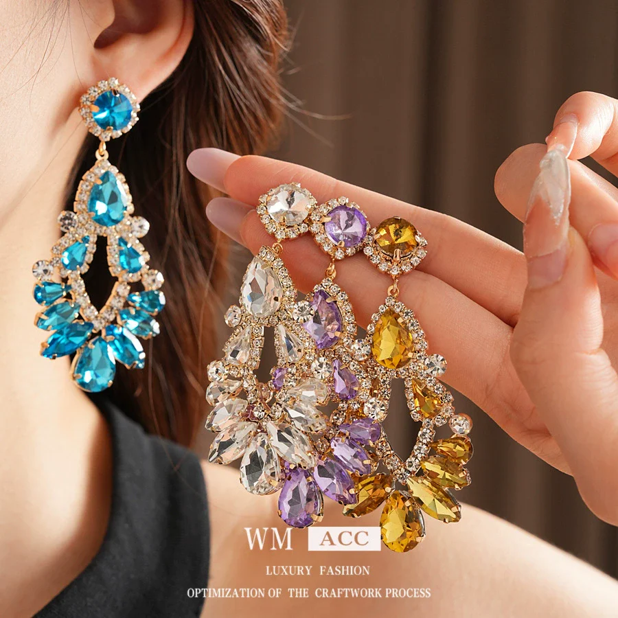 Copper Geometric And Drop Shape Tassel Earrings Set With Diamonds For Women - Image 2
